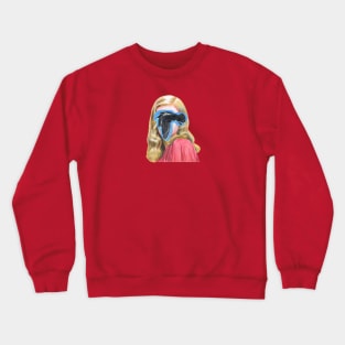 TITILEIN Young Woman with Fying Bird Drawing Crewneck Sweatshirt